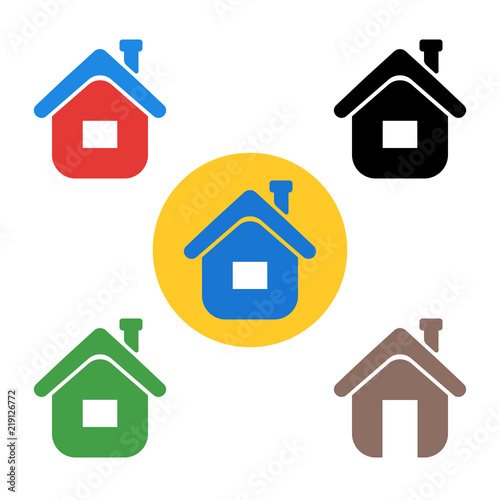Set house icon. The sign of the house. A symbol of real estate, coming home. Circle button-flat-icon. Vector design elements.