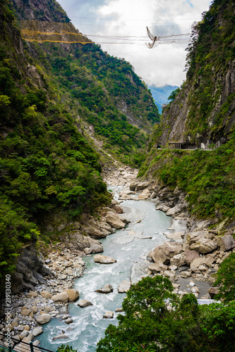 View of Taroko gorge during Yanzihkou hiking trail in Taroko national park Hualien Taiwan photo