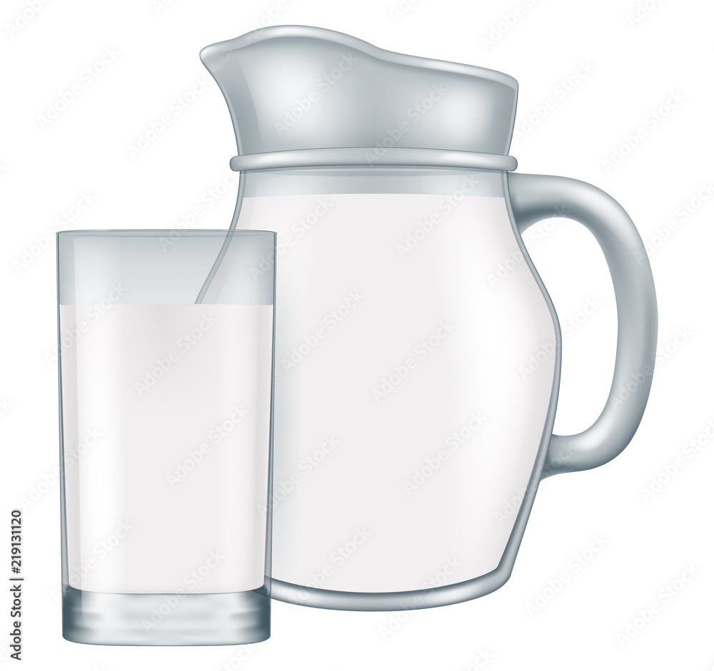 Pitcher and glass of milk. Vector illustration. Pitcher and glass of milk. Vector illustration.