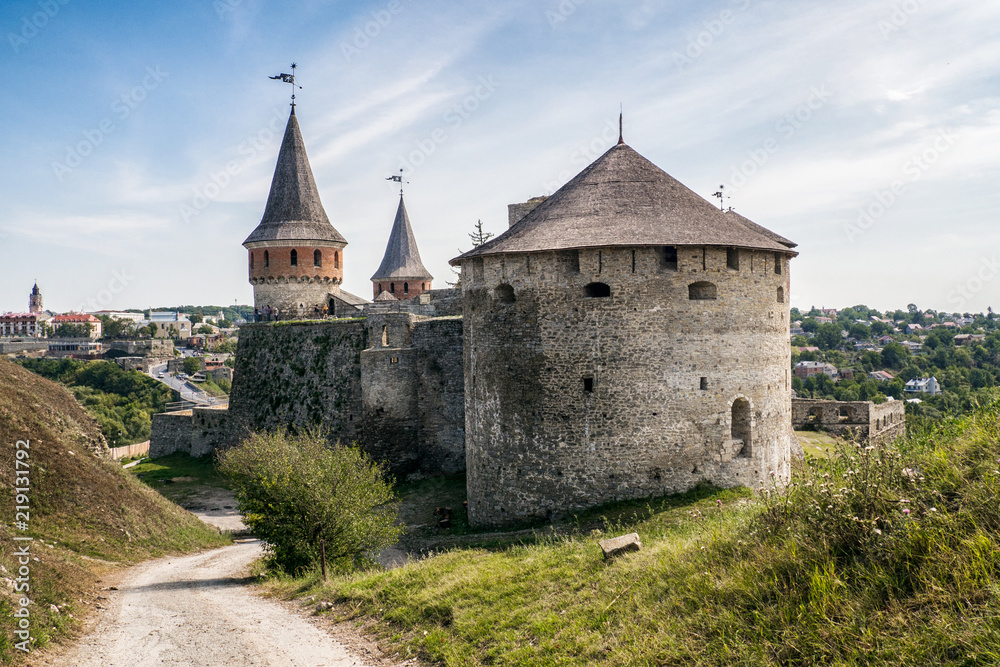 Old castle view of Kamenec-Podolskiy city, Ukraine