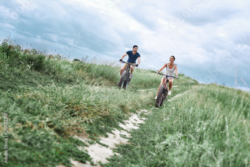 Fat bike also called fatbike or fat-tire bike in summer driving 