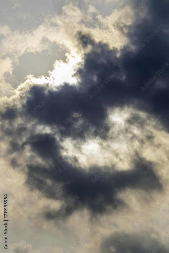 Dramatic sky with stormy clouds. Dark sky and dramatic black cloud before rain. Calcutta India