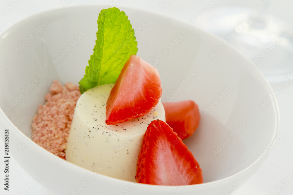 vanilla panna cotta dessert with strawberries vanilla panna cotta dessert with strawberries