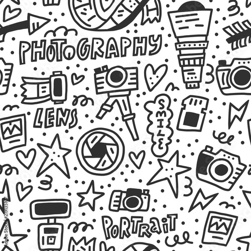 Photo doodle seamless pattern