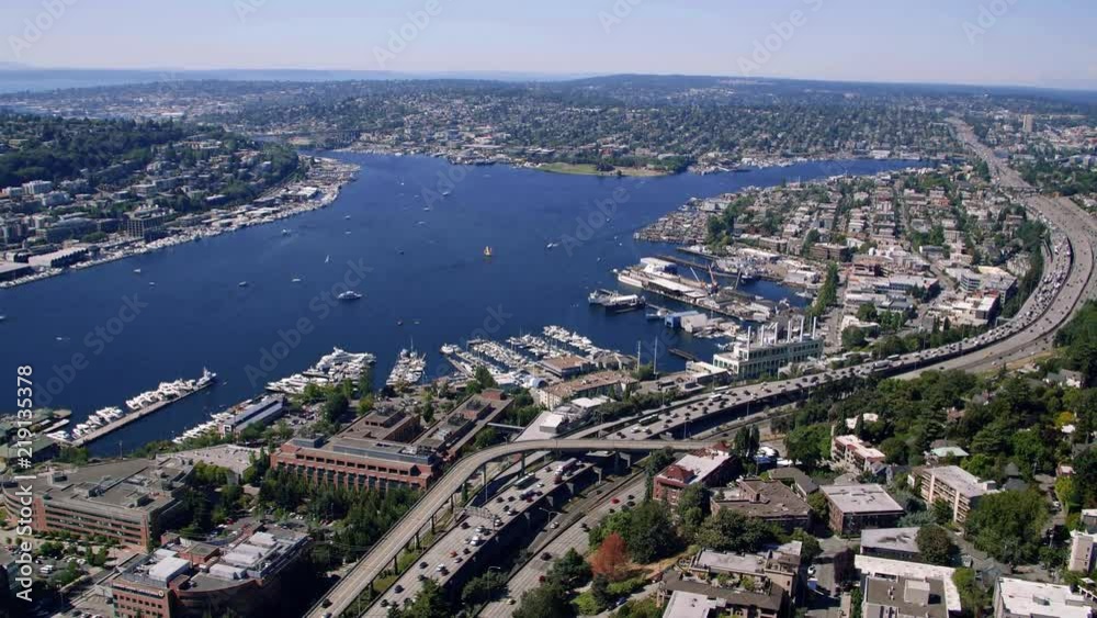 Downtown Seattle Lake Union Boating Season Aerial