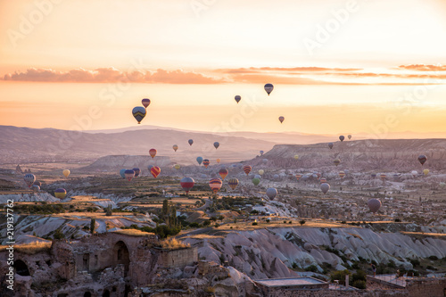 Sunrise in Cappadocia Turkey with Balloons