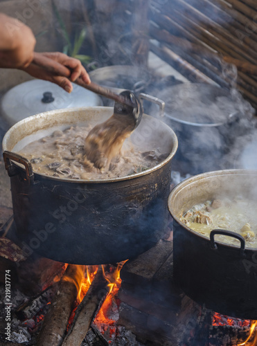 Traditional cooking way in Lombok culture, Indonesia
