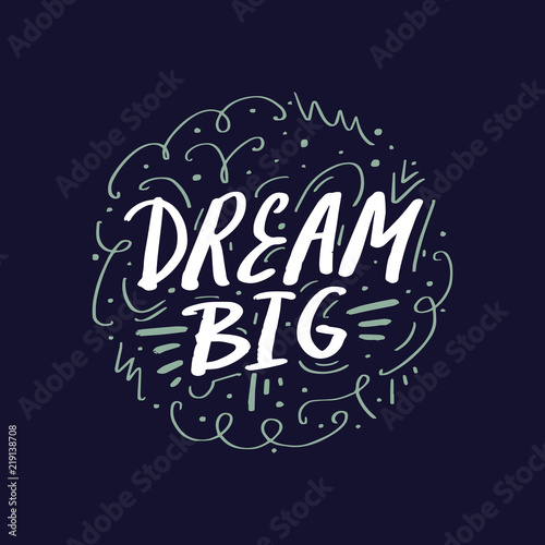 Cute ornate lettering circle print for postcard and poster  dream