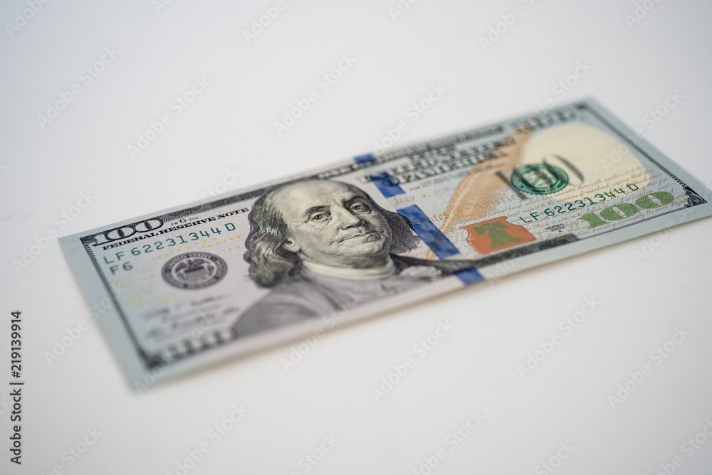 Close up of One hundred US currency banknote Close up of One hundred US currency banknote