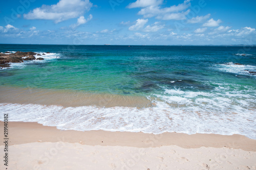 Aerial view of sea with crystalline green waters