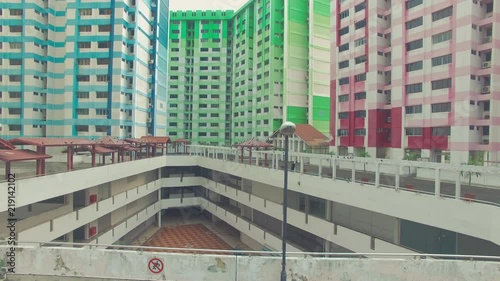 Multicoloured Rochor centre building an aerial view made in 1977, Singapore photo