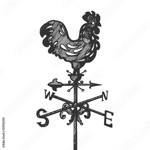 Weather vane engraving vector illustration