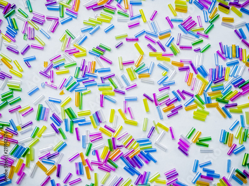 Colorful beads on a white background
