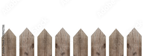 Fotografi Wooden fence isolated on white background with clipping path horizontal seamless