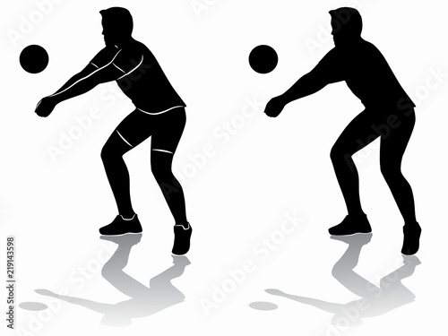 silhouette of a volleyball player , vector draw