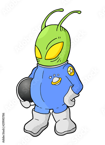 funny alien astronaut illustration