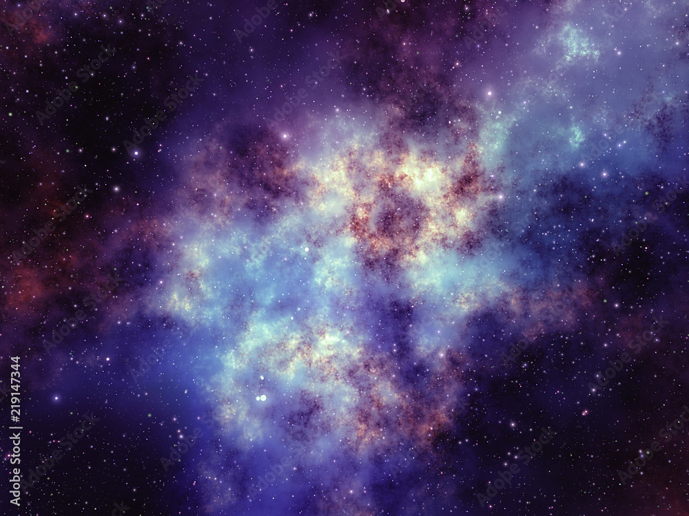 Nebula glowing gas in space, illustration background