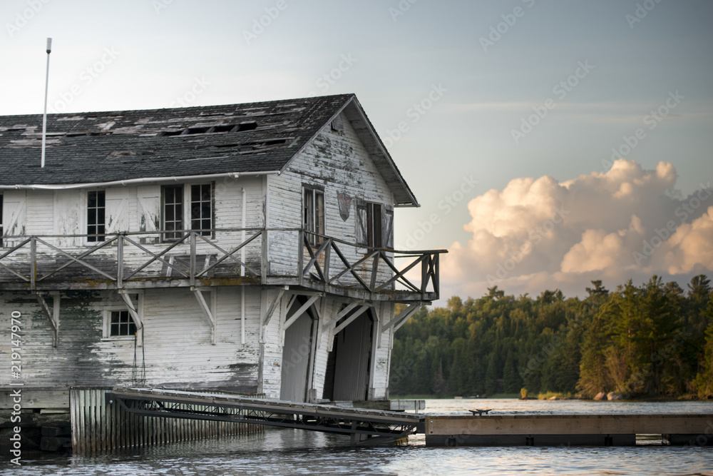 Abandoned Boat house at the lakeside, Kenora, Lake of The Woods
