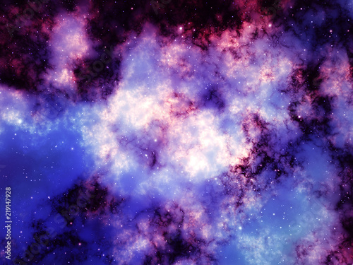 Purple nebula with stars in deep space © Viktor Sazonov