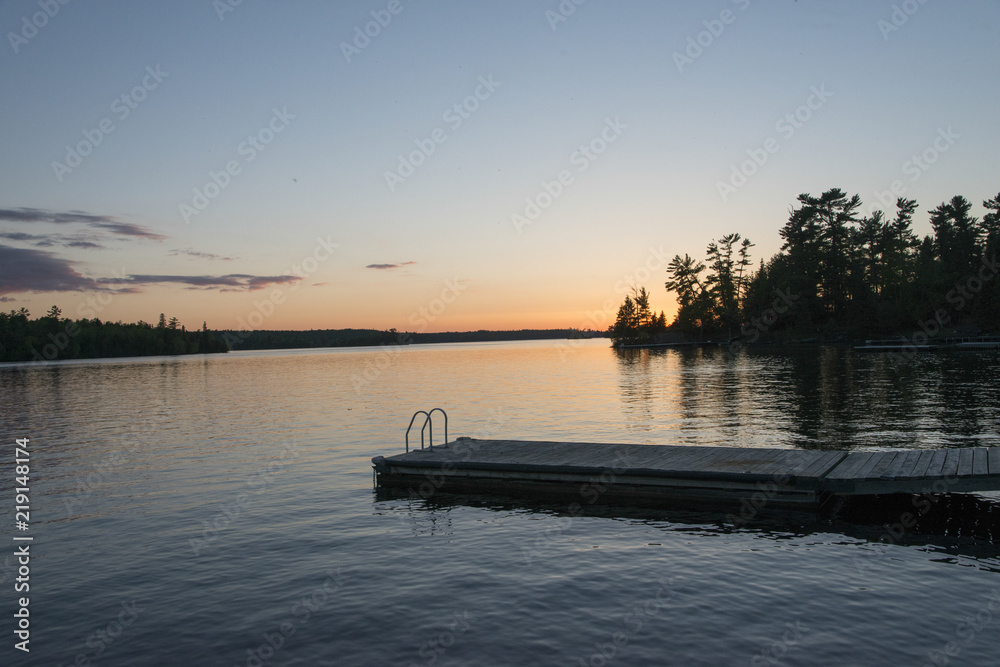 Boardwalk in a lake, Lake of The Woods, Ontario, Canada Boardwalk in a lake, Lake of The Woods, Ontario, Canada