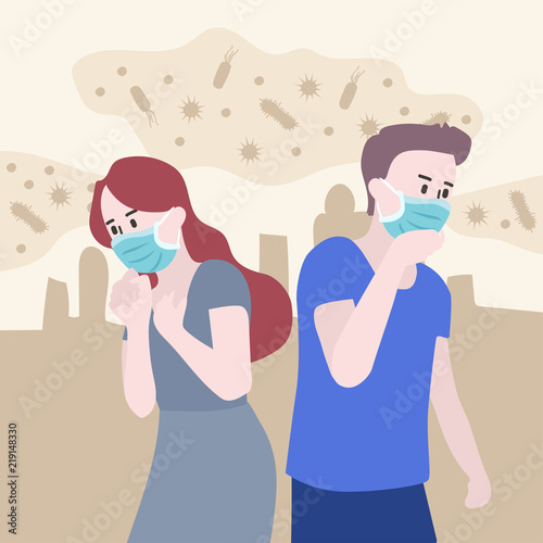 Taking care of yourself in public. Many people catch a cold. City is filled with anthrax. The spread for new diseases.