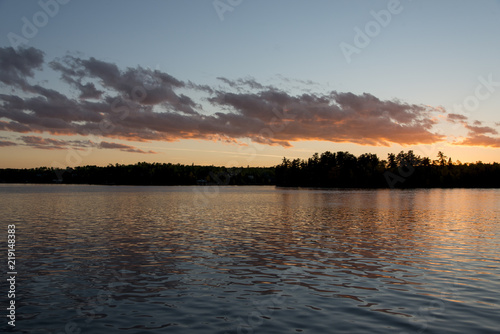 Silhouette of trees at dusk, Lake of The Woods, Ontario, Canada
