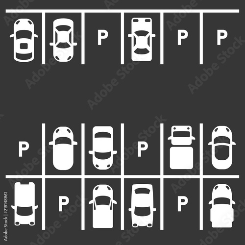 Top View Of Parking Lot on White Background. Vector