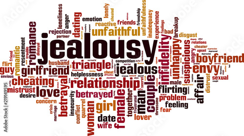 Obraz na plátne Jealousy word cloud