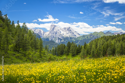 Alpine landscape in the Dolomites, Italy. 