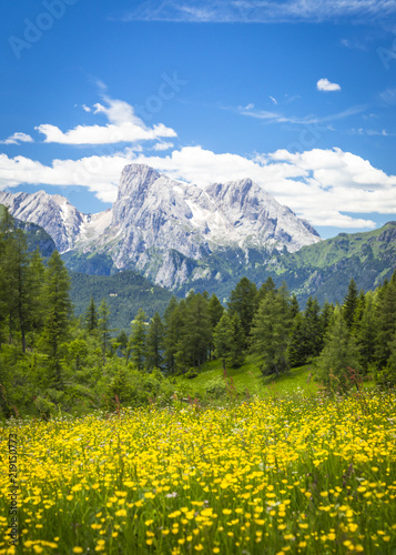Alpine landscape in the Dolomites  Italy. 