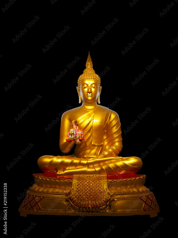 Golden Buddha statue isolated on black background ,statue in Buddhist Thailand temple, are public domain or treasure of Buddhism ,no restrict in copy or use . This photo taken these conditions Golden Buddha statue isolated on black background ,statue in Buddhist Thailand temple, are public domain or treasure of Buddhism ,no restrict in copy or use . This photo taken these conditions
