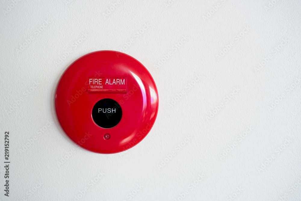 fire alarm system in Red color mount on the cement wall fire alarm system in Red color mount on the cement wall