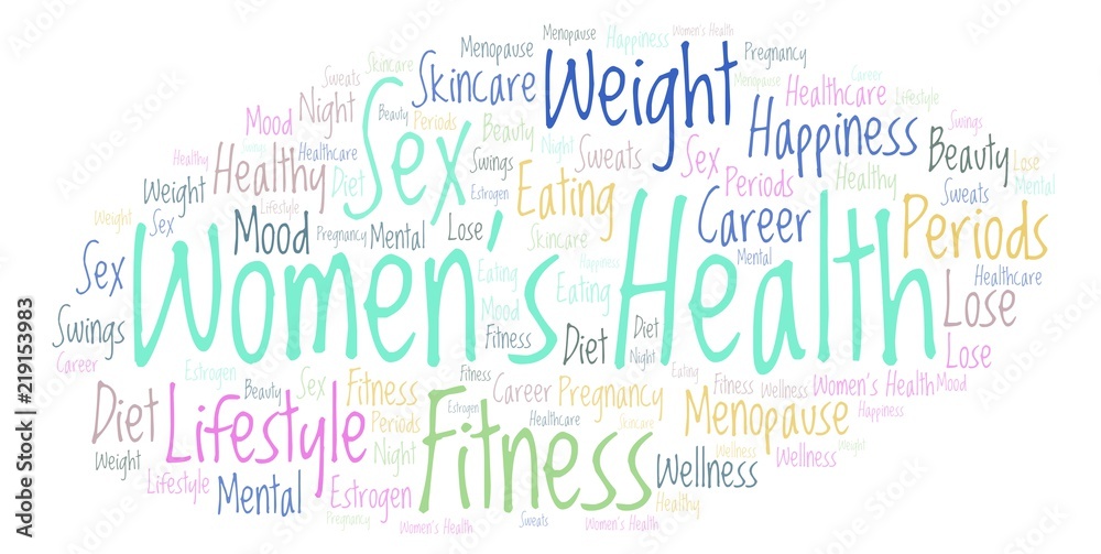 Word cloud with text Women's Health on a white background. Word cloud with text Women's Health on a white background.