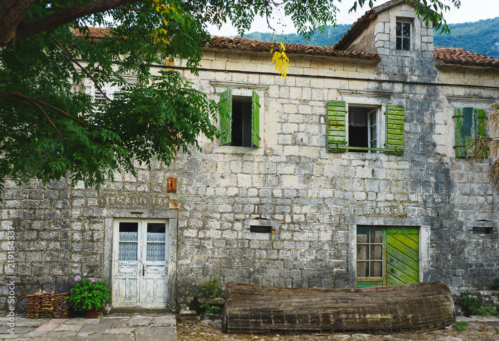 Old stone buildings on narrow streets of medieval towns. Old stone buildings on narrow streets of medieval towns.