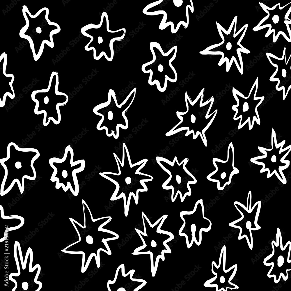 White and black grunge pattern. Background. Brush. Vector.
