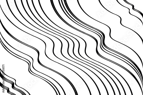 Abstract pattern.  Texture with wavy, billowy lines. Optical art background. Wave design black and white.