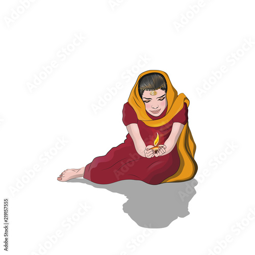 Girl holding a lamp