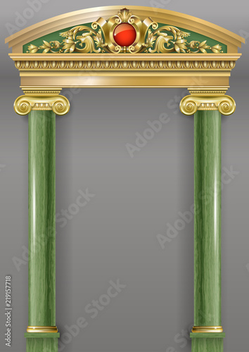Golden luxury classic arch portal with columns