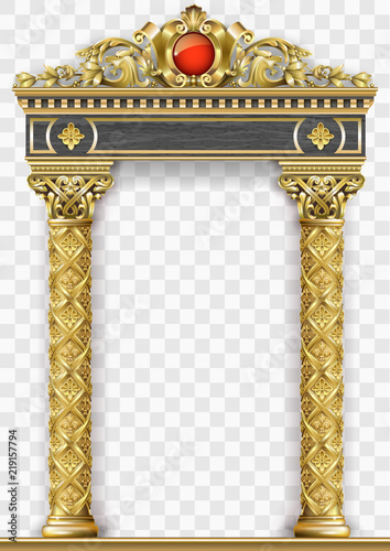 Golden luxury classic arch portal with columns