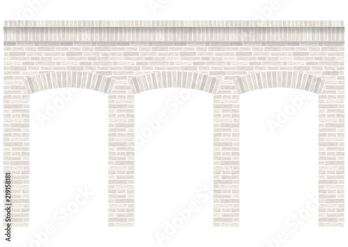 Vintage arcade of the masonry. Wall and facade