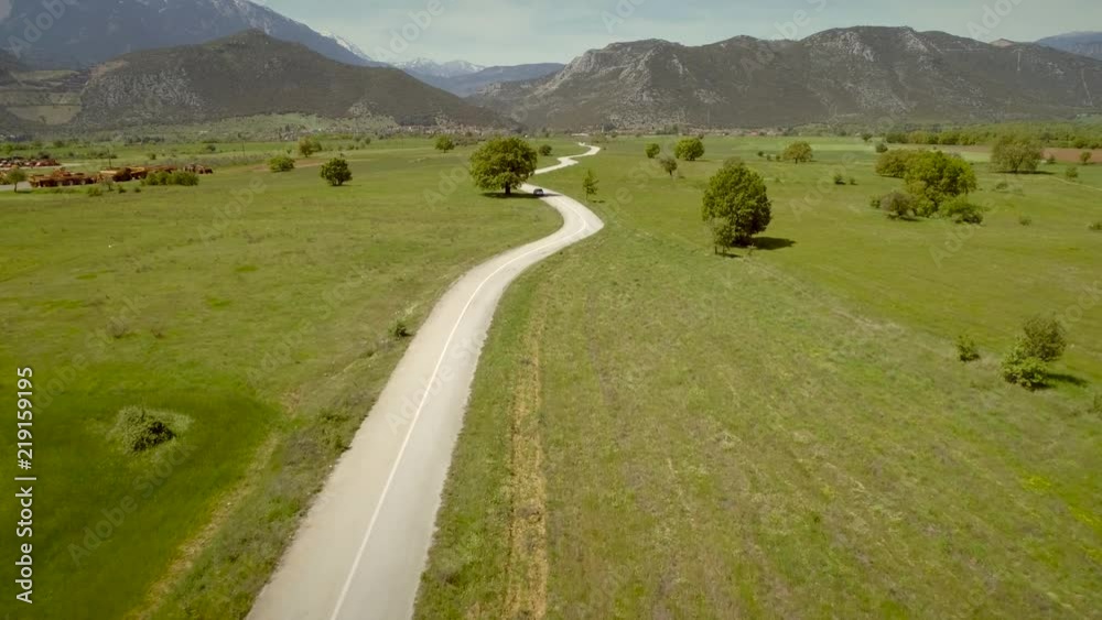 Aerial view of crossroad in a beautiful landscape in Greece. Aerial view of crossroad in a beautiful landscape in Greece.