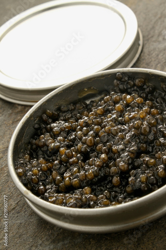 fresh caviar in tin