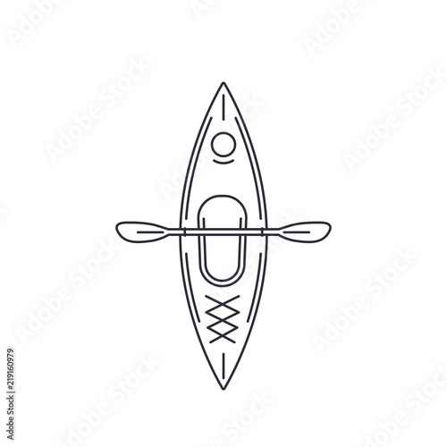 kayak top view, line style vector illustration