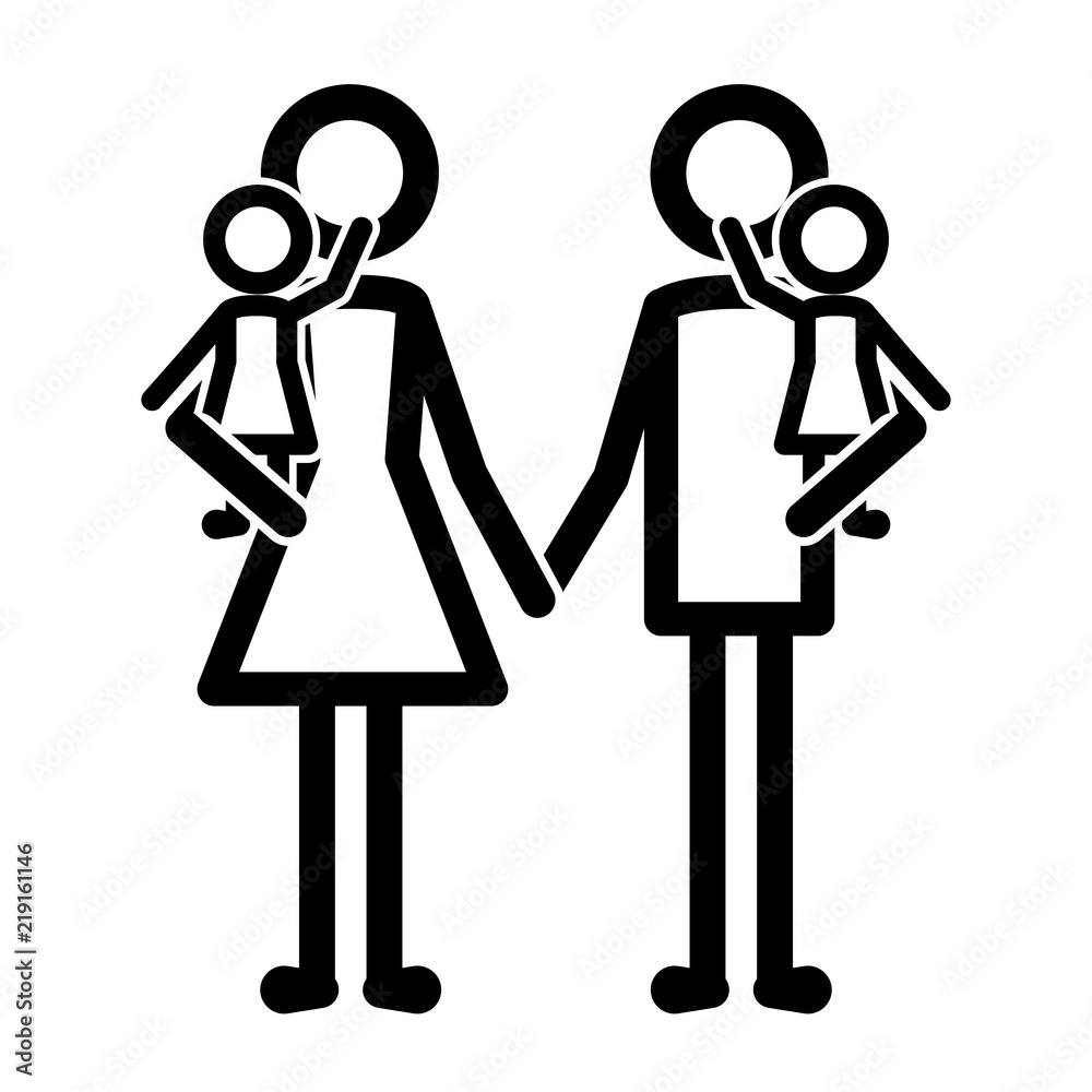 parents couple with daughters vector illustration design parents couple with daughters vector illustration design
