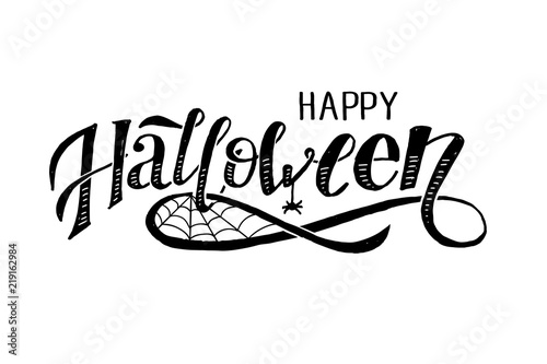 Happy Halloween lettering Calligraphy Brush Text Holiday Vector Sticker