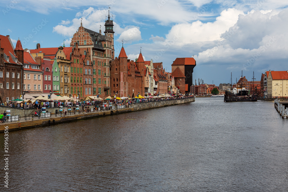 City view of Gdansk, Poland, Motlawa River.