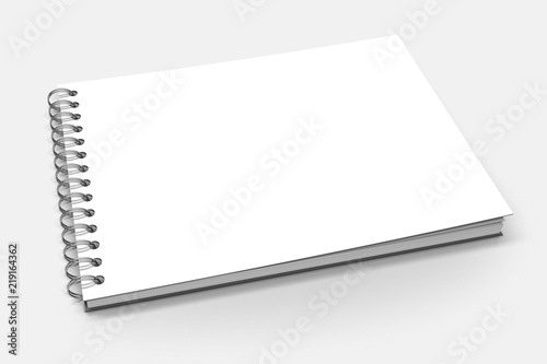 Spiral binder, blank notebook mock up on white background 3d illustration