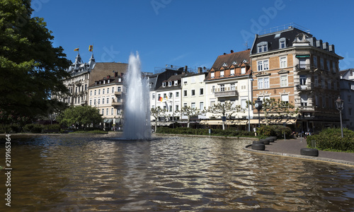 Augustaplatz and fountain in Baden Baden. Baden Wuerttemberg, Germany, Europe photo