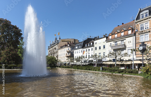 Augustaplatz and fountain in Baden Baden. Baden Wuerttemberg, Germany, Europe photo