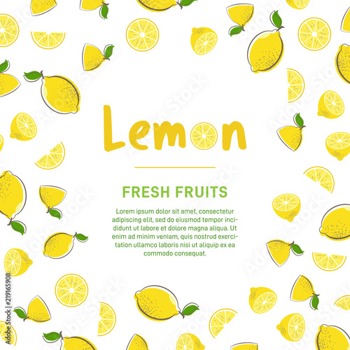 lemon citrus cut frame banner template pattern